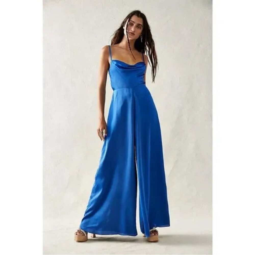 Free People/ Anthropologie Rosalie Satin Jumpsuit Sz 6 Wedding guest, prom, gala